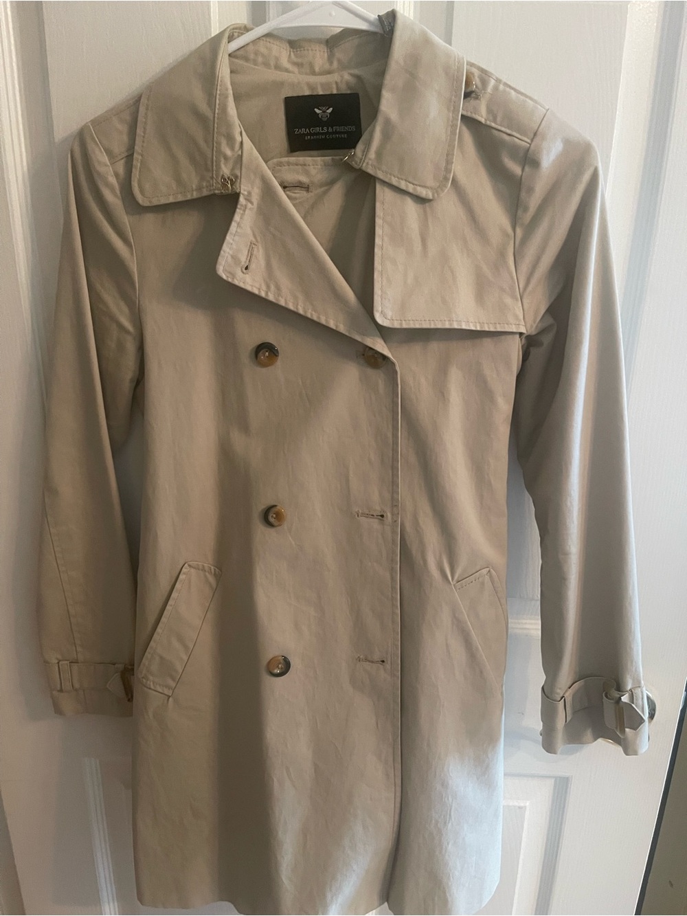 Zara Light Beige Double-Breasted Trench Coat
